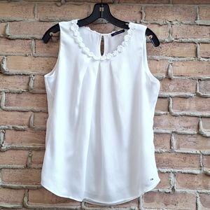 Tommy Hilfiger Sleeveless Blouse Textured Satin Stripes